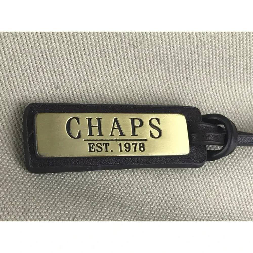CHAPS Womens Beige‎ Brown Shoulder Strap Inner Pockets Magnetic Tote Bag